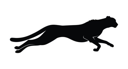 A sleek black silhouette of a cheetah running at full speed © APIM02SN