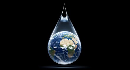 Obraz premium Earth encased in a water droplet