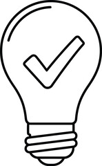 Fototapeta premium A black and white line drawing of a lightbulb with a checkmark