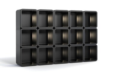 Modern matte black modular cube shelving unit for stylish home storage and display