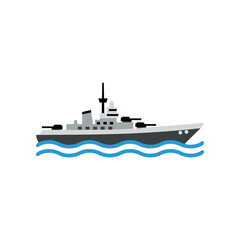 Obraz premium Military Naval Ship on Water Waves.