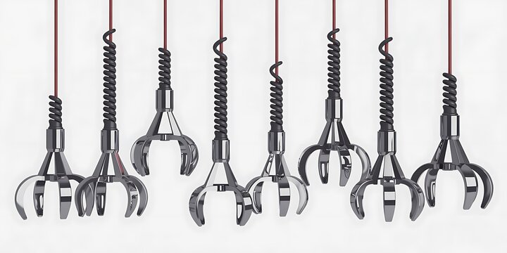Collection of hanging metal claw tools