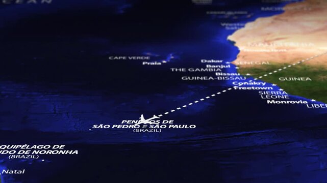 Flight From Moscow RUSSIA to Asuncion PARAGUAY with flag pins