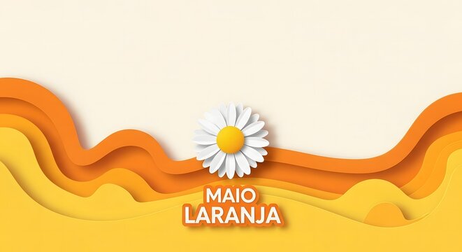 Paper Cut Daisy Flower Awareness Poster  18 de Maio, Protect Children Maio Campaign.