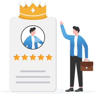 Professional Crowned King Standing with Five Star Profile