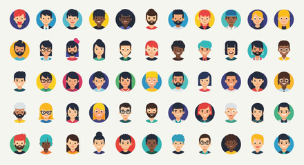 Diverse Avatars Collection: People Icons Set, User Profiles, Social Media Icons
