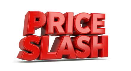 Red 3D 'PRICE SLASH' Text Isolated on White Background