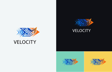 Obraz premium Modern Velocity Speed Logo with Dynamic Forward Arrow for Logistics and Performance Branding