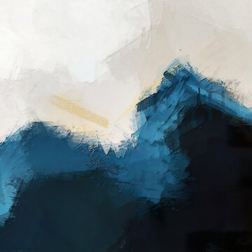 harmonious blend of aqua blue sea yellow and soft gray beige to white brush and scrapper abstract piece of waves and movement series 6