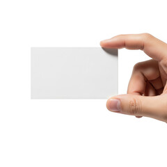 A hand holding a blank white card