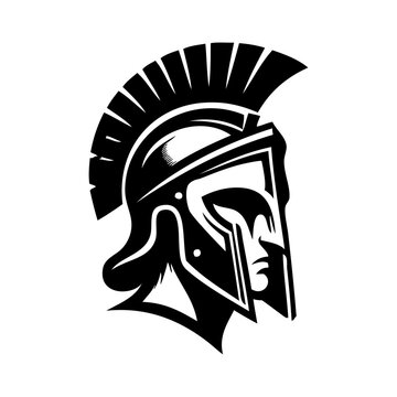 Logo legionario romano. Icono con guerrero romano con casco con penacho 