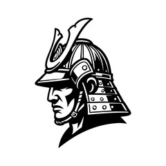 Logo guerrero samurái. Icono con antiguo samurái con casco © teracreonte