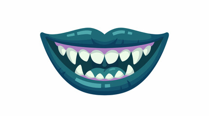Fototapeta premium A vibrant, cartoon-style illustration of an open mouth with sharp teeth, characterized by its playful design and eye-catching colors that attract attention and evoke curiosity.