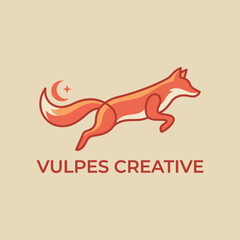 A vibrant and playful fox represents Vulpes Creative, showcasing creativity and energy through its design. The logo symbolizes innovation and artistic spirit in branding.