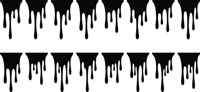 Black paint drips on in a repeating pattern design element