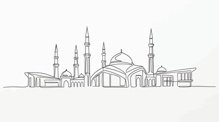 Modern mosque architecture with minarets and domes © Bening