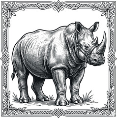 rhino hand drawn vector illustration clip art © Avijit