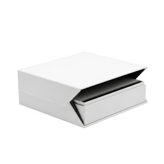 Naklejka premium Minimalist white gift box with open lid isolated on transparent background
