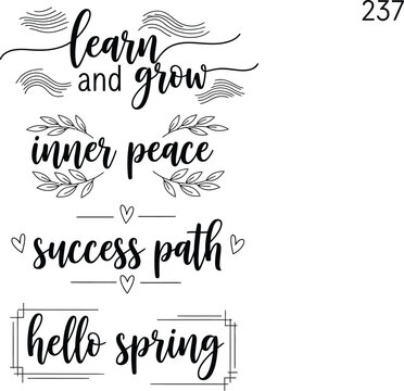 Inspirational quotes and floral designs on a white background for spring and personal growth
