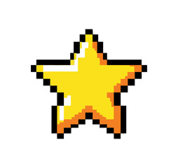 Pixelated yellow star on black background digital illustration