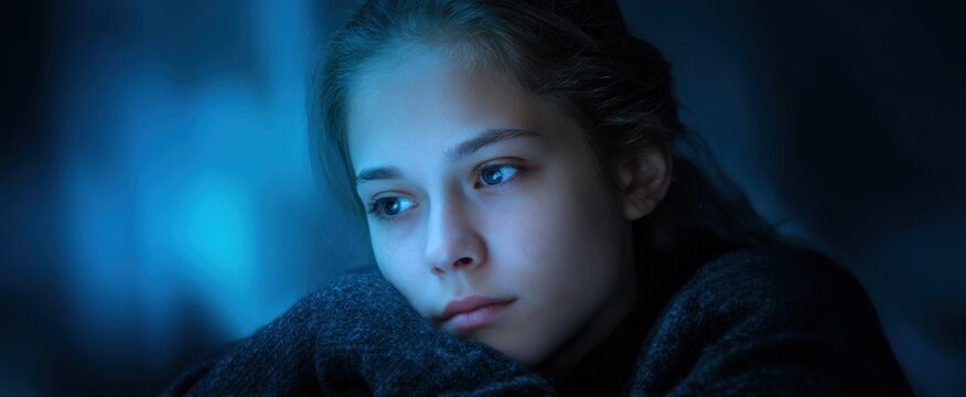 Emotional loneliness envelops a young girl battling the pain of cyberbullying.