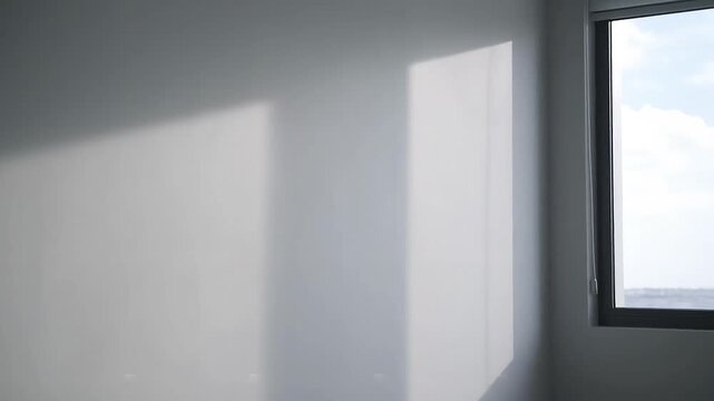 Soft natural light streaming through window onto empty wall