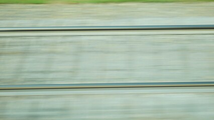 Fototapeta premium Railroad rails in motion. View from the top.