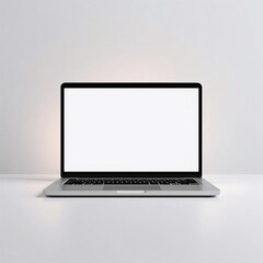 Fototapeta premium Laptop with blank screen isolated on minimal background