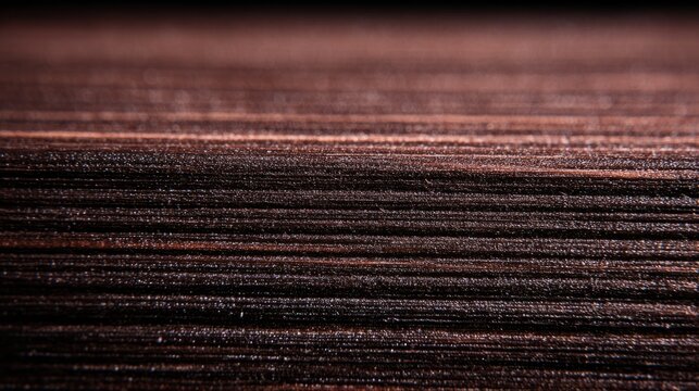 lignin. Extreme close-up of the metallic wood grain on a dark brown board. safety posters, maintenance manuals, designed for industrial assembly lines and welding operations, used by engineers.
