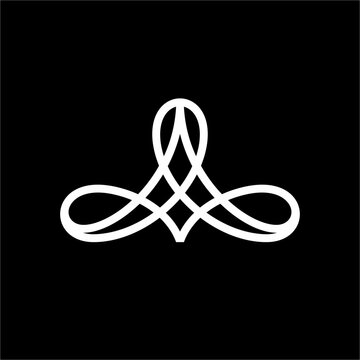 A futuristic logo merging a letter A with a Celtic knot using sleek, interlaced geometric lines.