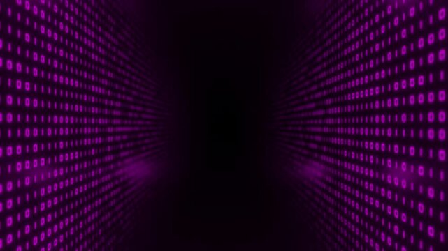 Pink color computer programming binary code sci fi tunnel futuristic design black seamless technology background