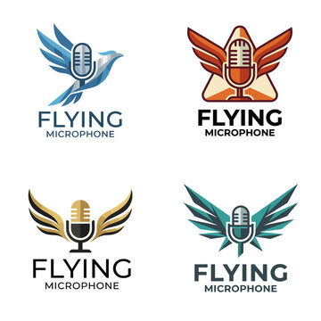 This stunning logo features a bird with a microphone that symbolizes creativity and communication, perfect for audio or video production branding.