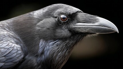 Fototapeta premium Raven's sharp gaze meets the viewer with quiet intensity