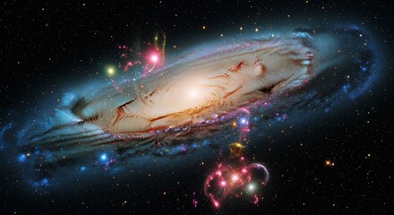Spiral galaxy illustration against dark space