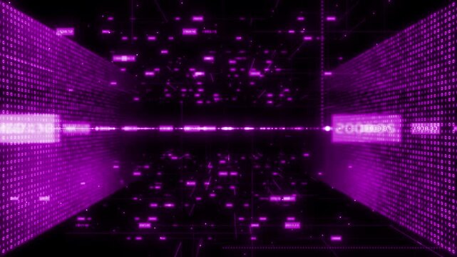 Pink color stock market price indicators binary code sci fi tunnel futuristic design black seamless stock market background
