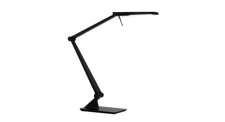 Modern Black LED Desk Lamp with Adjustable Arm Isolated on White Background