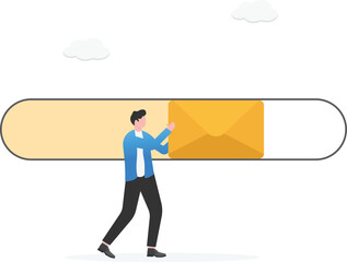 Businessman Pushing Message Loading Progress Bar