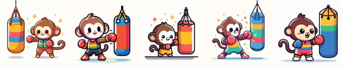 cute monkey vector boxing training © sarah16blakeyxh2