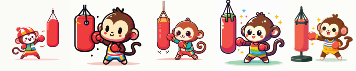 cute monkey vector boxing training © sarah16blakeyxh2