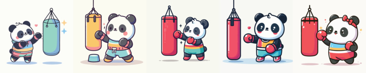 cute panda vector boxing training © sarah16blakeyxh2