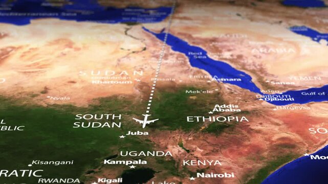 Flight From Moscow RUSSIA to Harare ZIMBABWE with flag pins