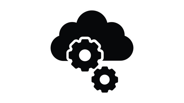 Cloud computing with interconnected gear icons representing technology integration