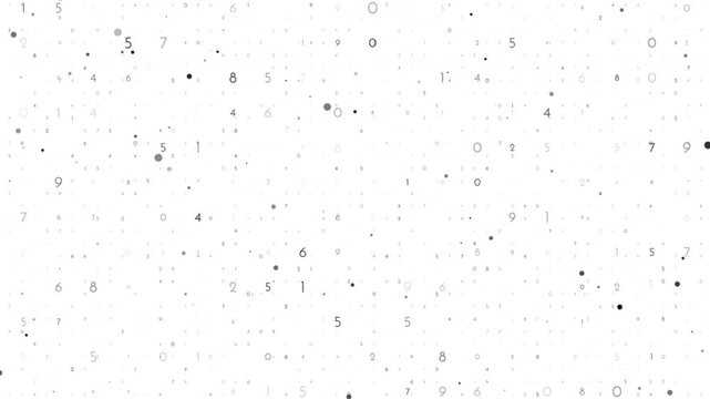 numbers calculate big data digits technology animation on white background