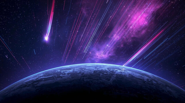  Abstract Cosmic meteorit Vector illustration Background