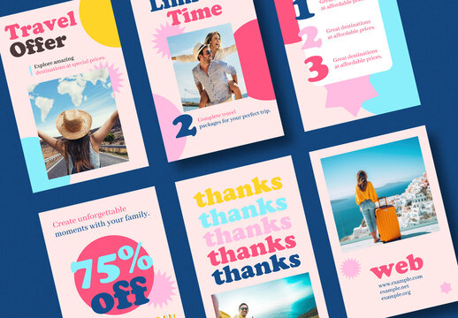 Travel Offer Promotion Social Media Post Design Set