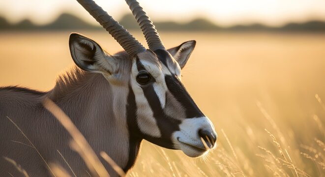 Close up of a sable antelope in a savannah
