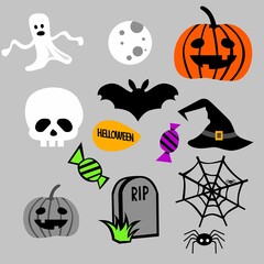 Obraz premium Halloween Elements Icon Collection Ghost Vector Set