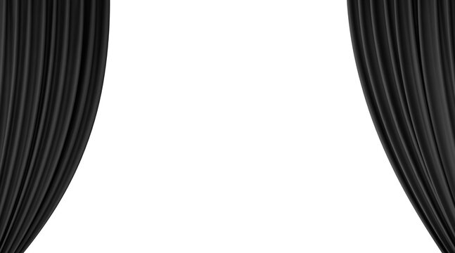 A black stage curtain stands alone against PNG transparent.