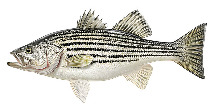 Striped bass hybrid fish illustration isolated on transparent background PNG