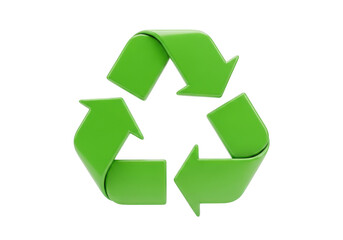 Fototapeta premium 3D green recycling symbol arrows loop cycle eco sustainability icon design isolated on transparent background